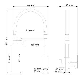 Смеситель для кухни Wonzon & Woghand WW-88458012-MB с гибким изливом и подключением фильтра чёрный матовый